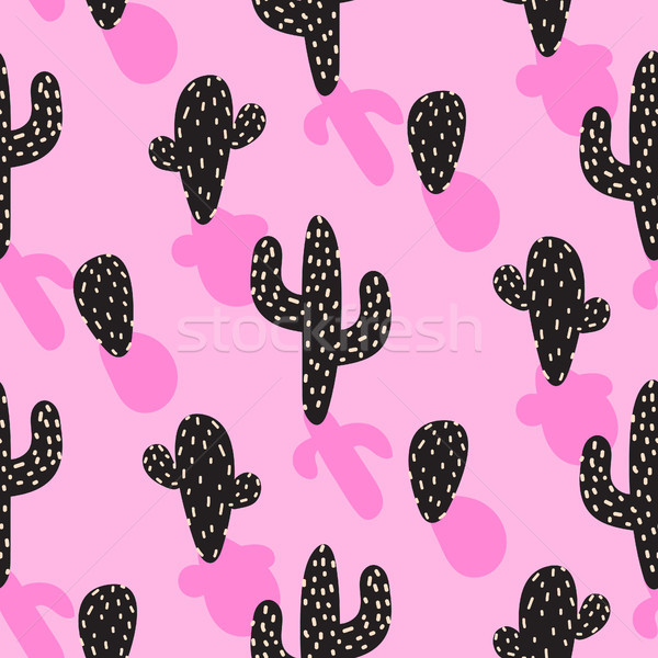 Cactus plant vector pink seamless pattern. Abstract cartoon desert fabric print. Stock photo © yopixart