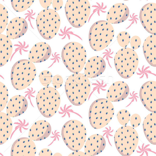 Bold soft pink cactus vector seamless pattern texture. Stock photo © yopixart