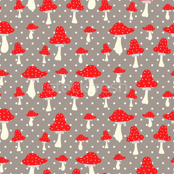Amanita seamless vector pattern. Poison cartoon mushroom pattern. Stock photo © yopixart