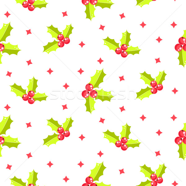 Xmas holly berry seamless vector pattern. Stock photo © yopixart