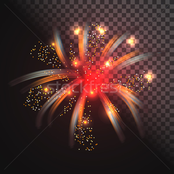 Festive red firework vector with glowing sparkles. Stock photo © yopixart