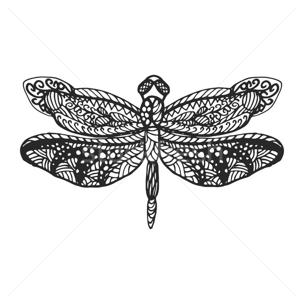 Dragonfly stencil pattern vector illustration. Stock photo © yopixart