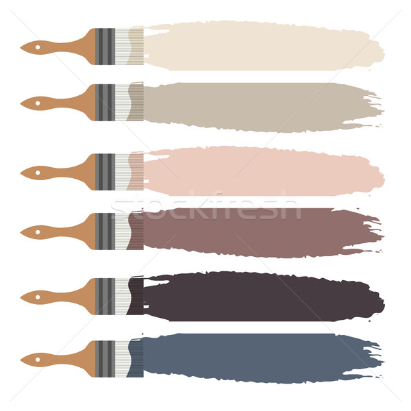 Paint brush icon and color swatch strokes. Stock photo © yopixart