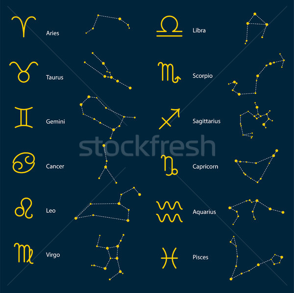 Zodiac constellations vector symbols. Stock photo © yopixart