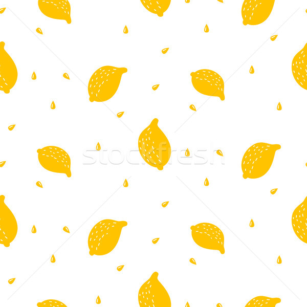 Bright summer juicy lemon cartoon seamless pattern. Stock photo © yopixart