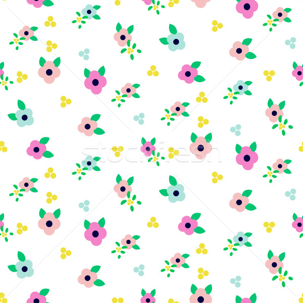 Spring small wild flower field seamless pattern. Stock photo © yopixart