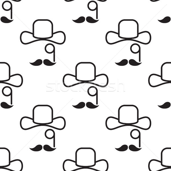 Gentleman hat, mustache and monocle seamless pattern. Stock photo © yopixart