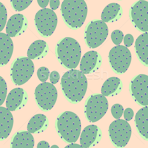 Cactuses green on pink vector seamless pattern. Abstract desert nature textile print. Stock photo © yopixart