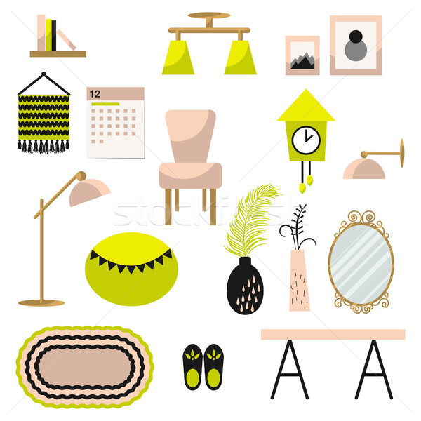 Stock photo: Home decor and furniture vector set flat style