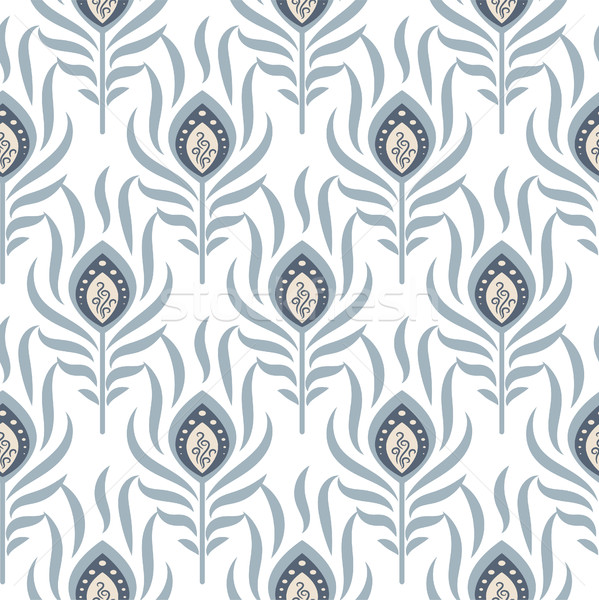 Peacock pastel blue seamless vector pattern. Stock photo © yopixart