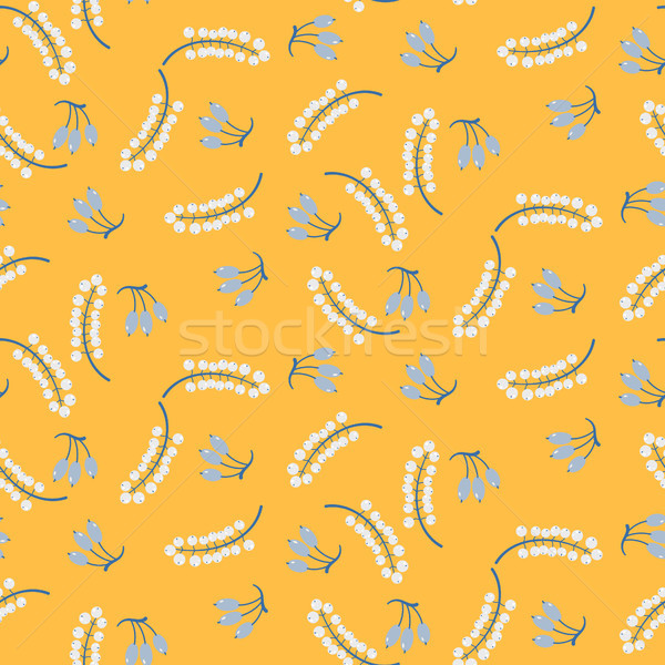 Barberry and rowan berry yellow seamless vector pattern. Stock photo © yopixart
