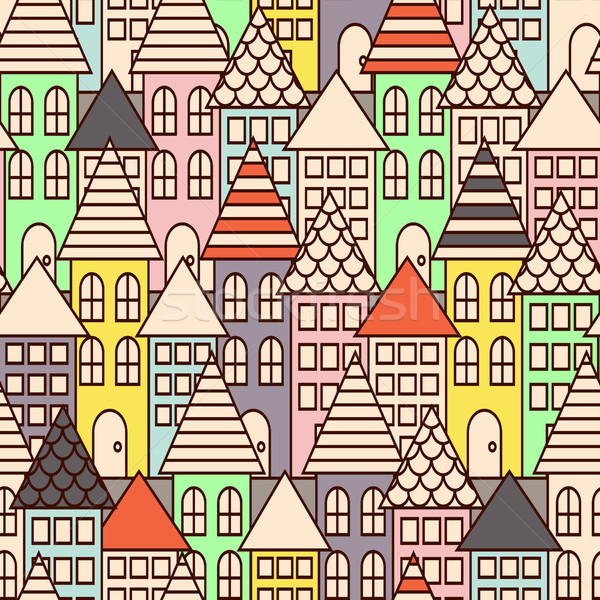 Outline city multicolor seamless pattern. Stock photo © yopixart