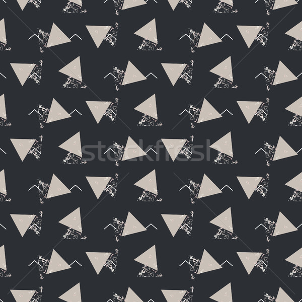 Geometric abstract triangle seamless dark gray vector texture. Stock photo © yopixart