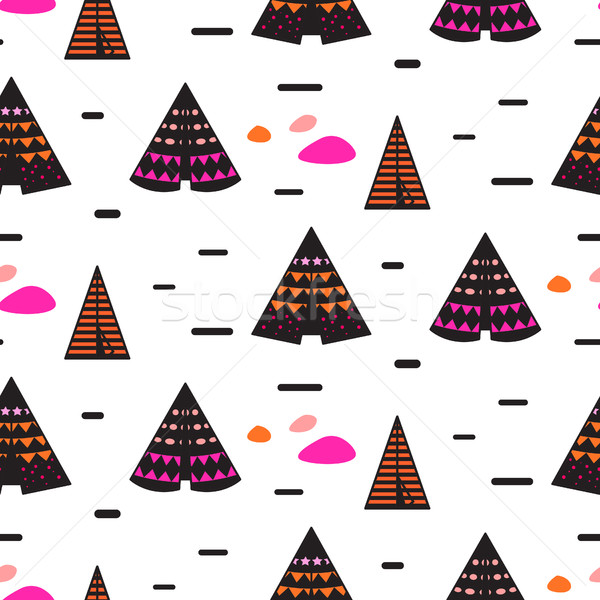 Scandinavian style black teepee seamless pattern. Stock photo © yopixart