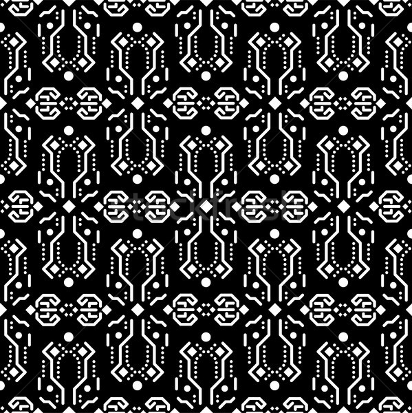Abstract tribe dark ornament seamless vector pattern. Stock photo © yopixart