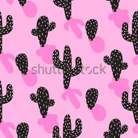 Cactus plant vector seamless pattern. Abstract cartoon desert fabric print. Stock photo © yopixart