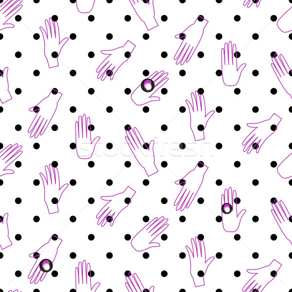 Hipster outline hands vector seamless polka dot pattern. Stock photo © yopixart