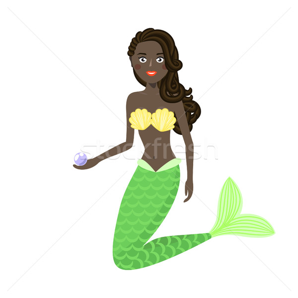 Mermaid cute girl vector illustration. Stock photo © yopixart