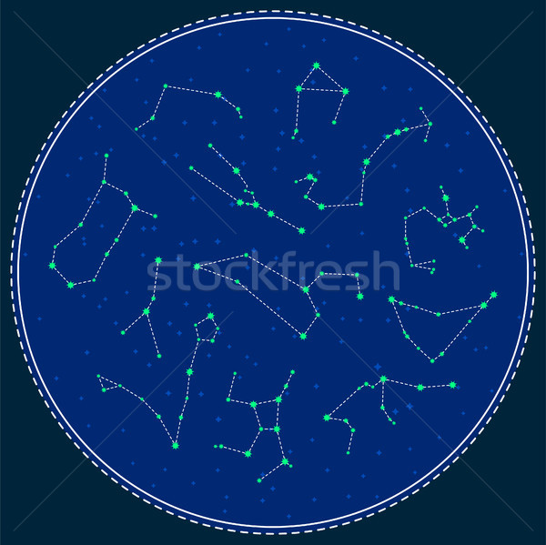 Zodiac vector simboluri albastru cerc astrologie Imagine de stoc © yopixart