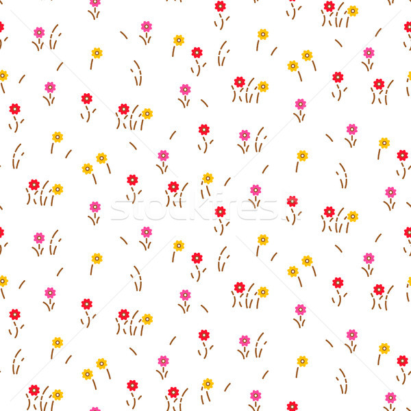 Small flowers line floral romantic pattern seamless vector. Stock photo © yopixart