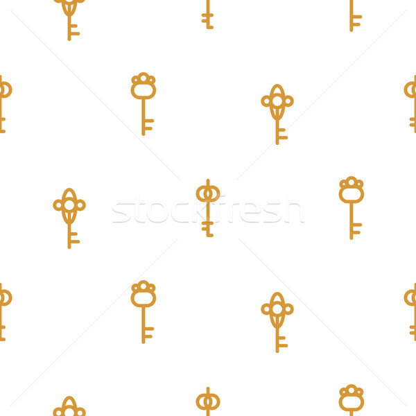 Goud sleutels naadloos vector patroon witte Stockfoto © yopixart