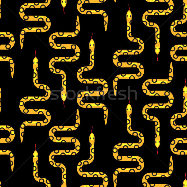 Yellow snake on black seamless pattern vector. Stock photo © yopixart