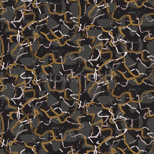 Marble stone black and gold streaks vector seamless texture. Stock photo © yopixart