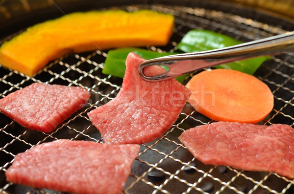 Carne quadro cozinha fogo gordura chama Foto stock © YUGOKYOGO