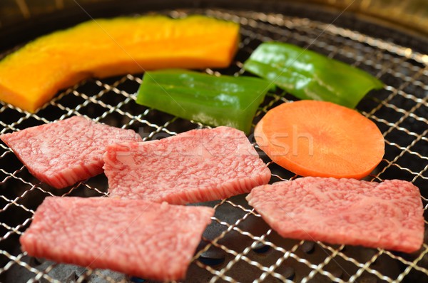 Carne quadro cozinha fogo gordura chama Foto stock © YUGOKYOGO