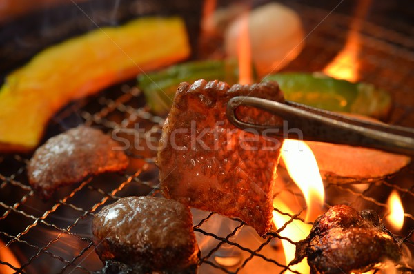 Carne quadro cozinha vaca gordura chama Foto stock © YUGOKYOGO