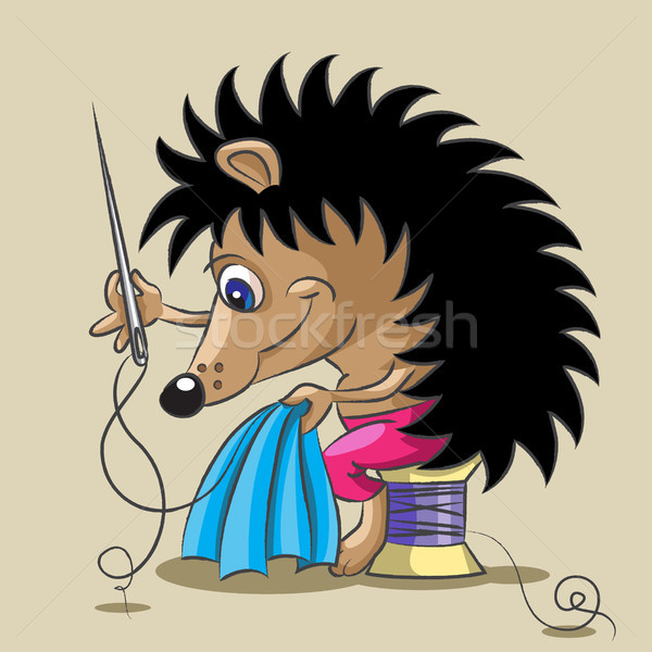 The hedgehog is a tailor Stock photo © yul30