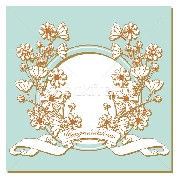 Vintage kaart bloemen rond frame voorjaar Stockfoto © yulia_mayevska