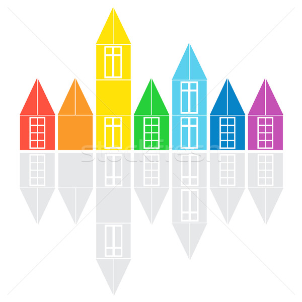 Gekleurd huizen verscheidene straat vector huis Stockfoto © yulia_mayevska