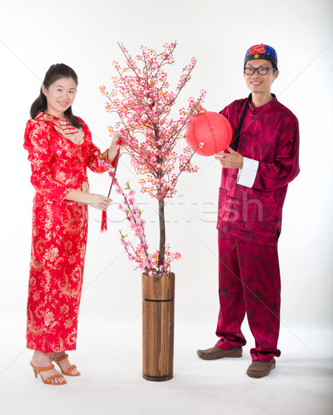 Chiński nowy rok mąż żona para kobieta ceny Zdjęcia stock © yuliang11