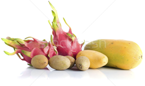 Stockfoto: Tropische · vruchten · geïsoleerd · witte · voedsel
