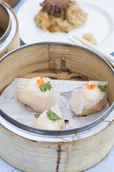 Imagine de stoc: Asiatic · dim · sum · restaurant · placă · bambus · legume