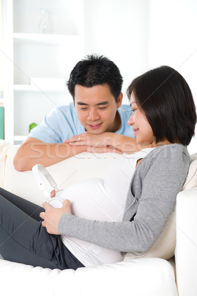Chinês grávida casal estilo de vida foto mulher Foto stock © yuliang11