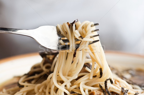 Сток-фото: выстрел · гриб · спагетти · лист · пластина