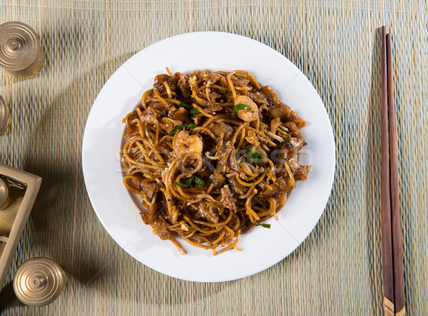 Fried Penang Char Kuey Teow top down view which is a popular noo Stock photo © yuliang11