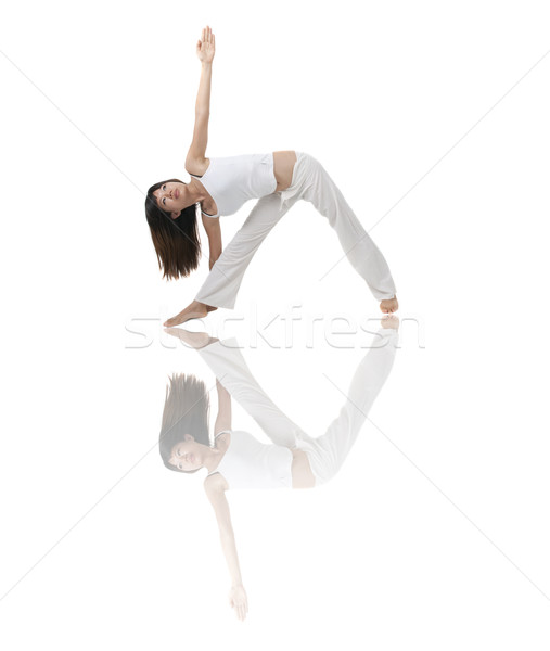 Asiático menina ioga isolado branco mão Foto stock © yuliang11