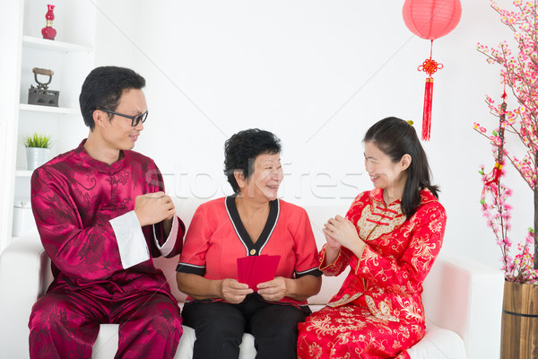 chinese new year family with good luck wishes Stock photo © yuliang11