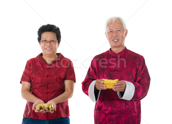 Senior ano novo chinês casal amor mulheres diversão Foto stock © yuliang11