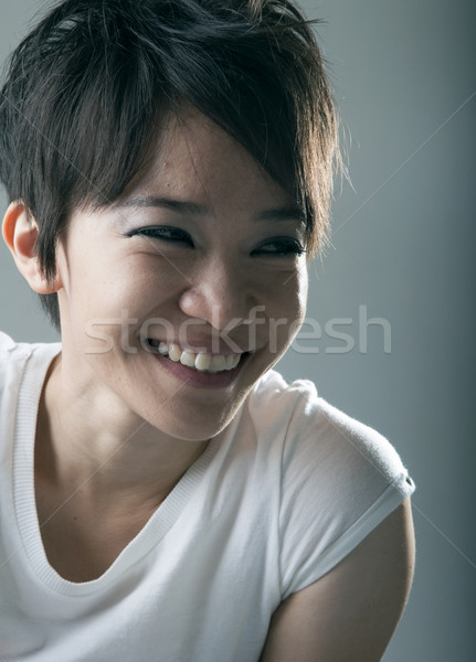 Rocksztár zárt portré lövés mosolyog ázsiai Stock fotó © yuliang11