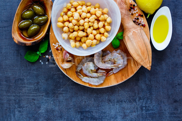 Chickpeas salad ingredients Stock photo © YuliyaGontar