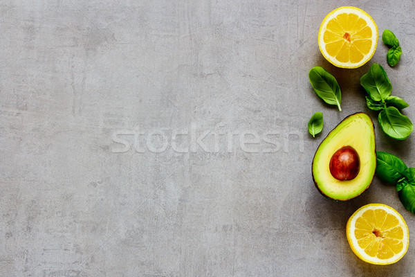 Avocado, lemon and basil Stock photo © YuliyaGontar