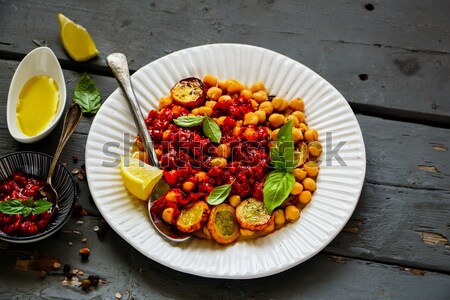 Pannenkoeken vruchten warm plaat bloedsinaasappel Stockfoto © YuliyaGontar