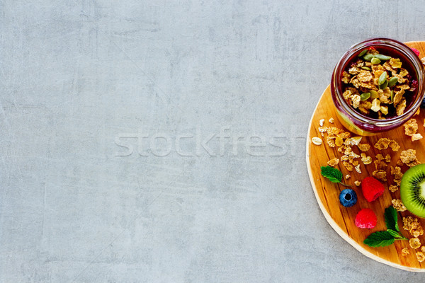 Vruchten smoothie jar vers fruit mint metselaar Stockfoto © YuliyaGontar