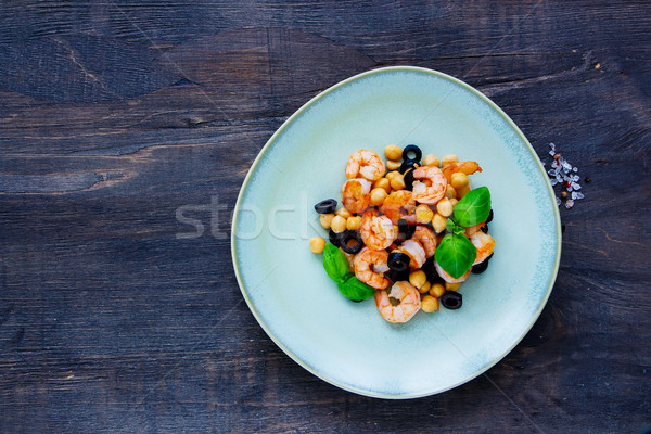 Chickpeas salad in plate Stock photo © YuliyaGontar