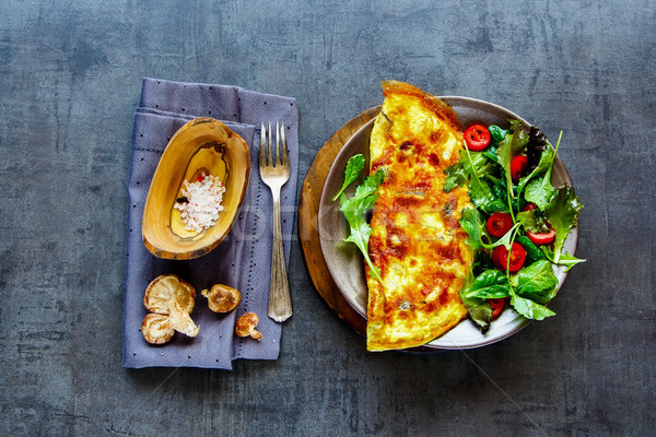 Mushroom omelette and salad Stock photo © YuliyaGontar