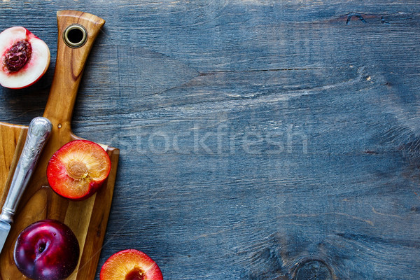 ストックフォト: 暗い · 食品 · 木製 · まな板 · ヴィンテージ